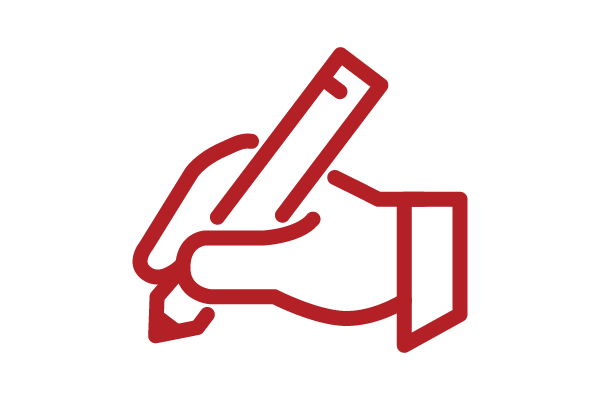 Hand holding a pencil icon