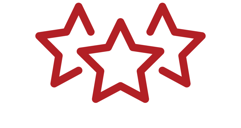 Three stars outlined in red.